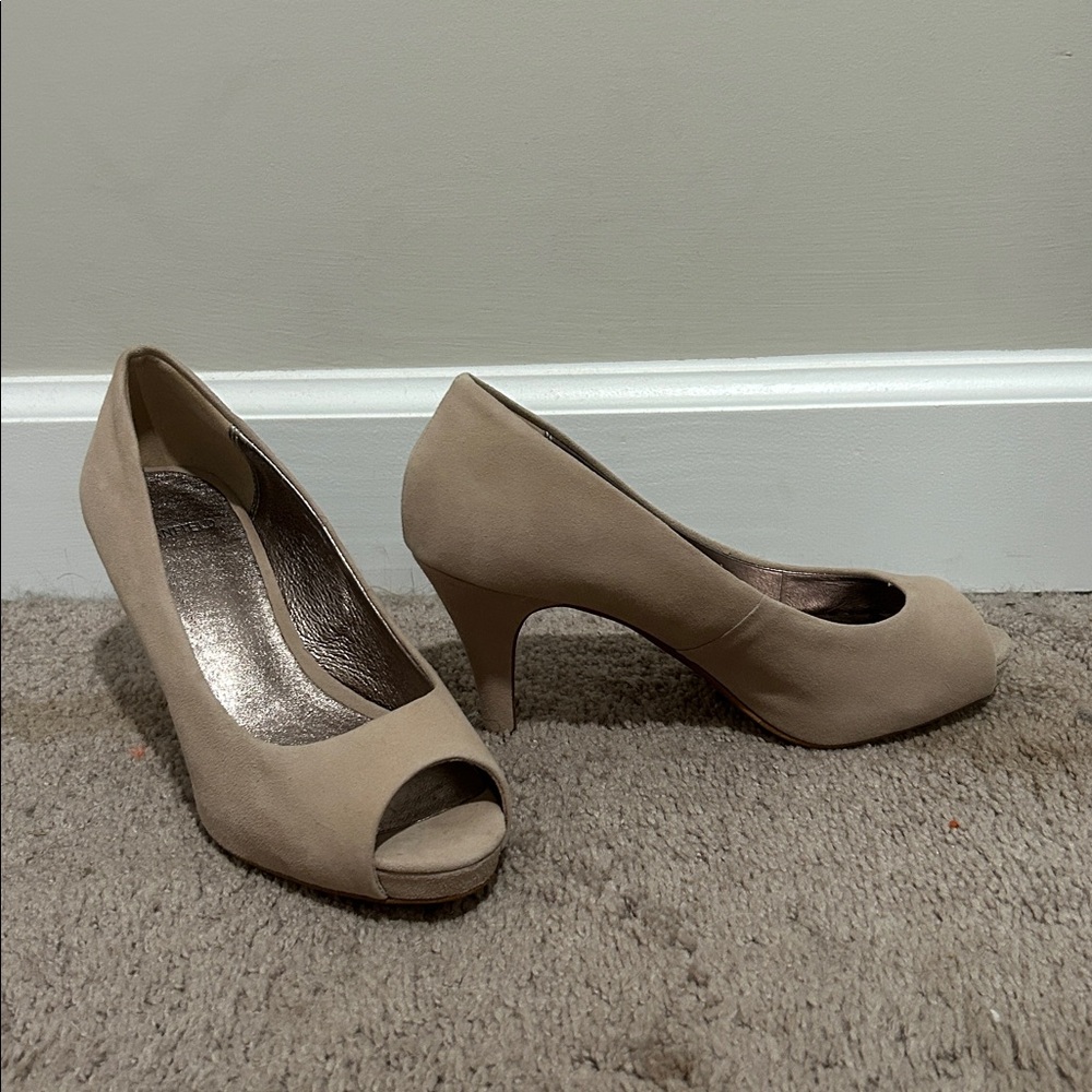 Beige Peep Toe Heels
